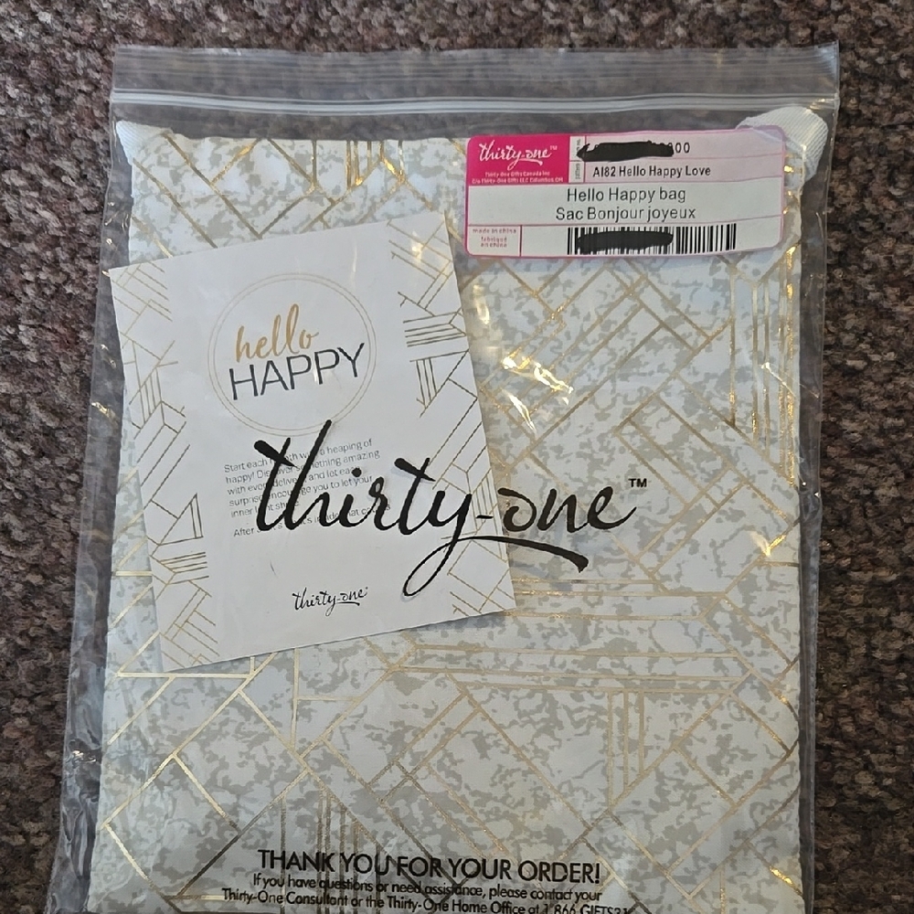 Thirty-One Hello Happy Bag - White and Gold